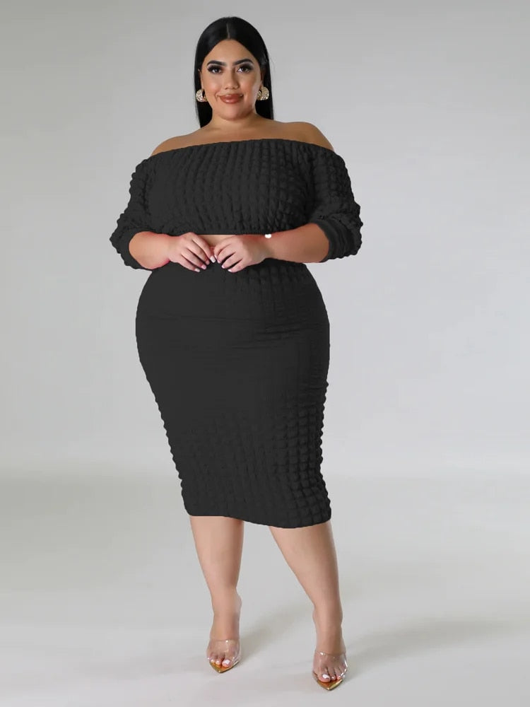 Bubblelicious  - Plus Size Bubble Patterned Skirt Sets
