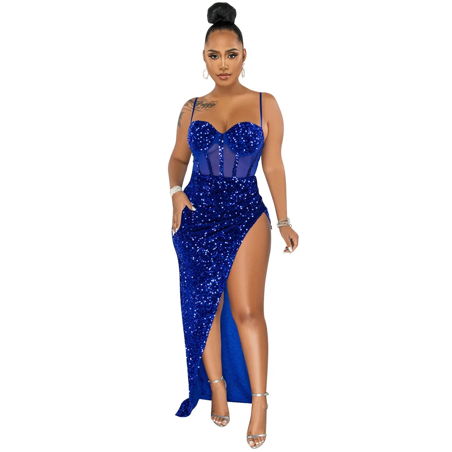 Tameka - Patchwork Bodycon Sequin Dress