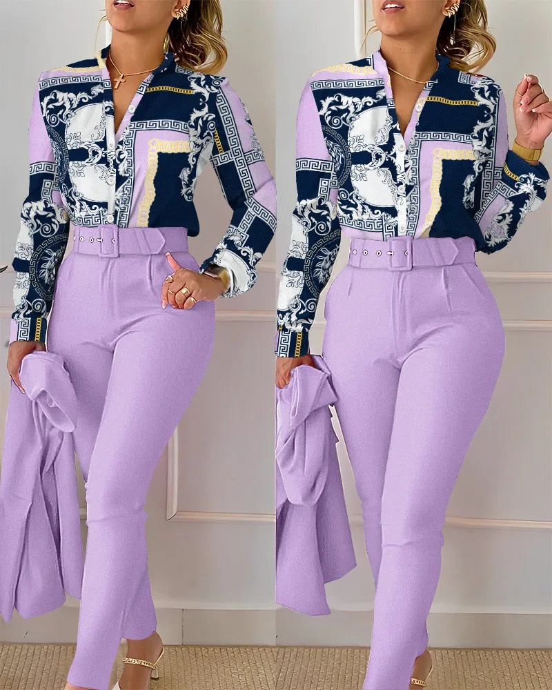 Business As Usual - Women's Two-Piece Professional Pants Set