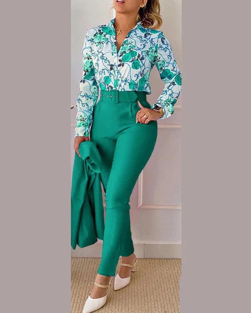 Business As Usual - Women's Two-Piece Professional Pants Set