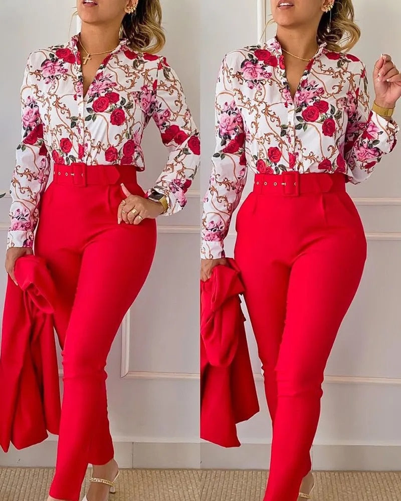 Business As Usual - Women's Two-Piece Professional Pants Set