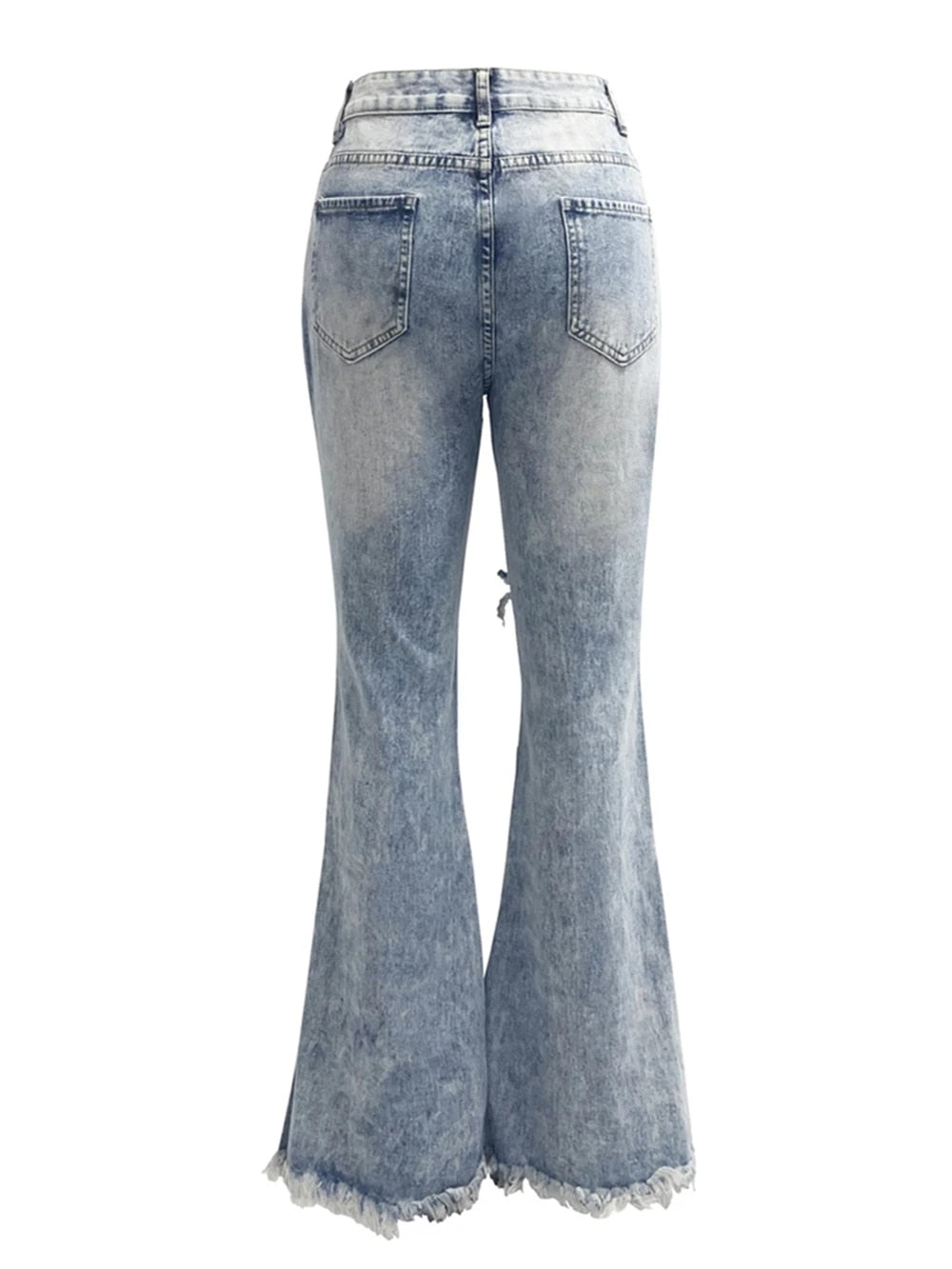 Carrie - Women's Classic Mid-Waisted Ripped Bell Bottom Jeans