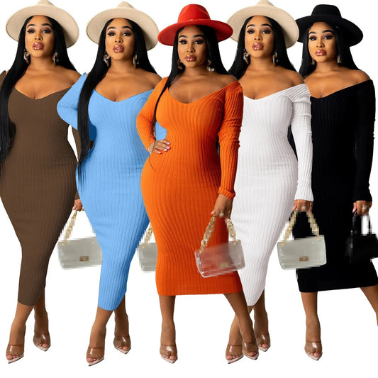 Kendall - Cozy Women's Sweater Bodycon Maxi Dress